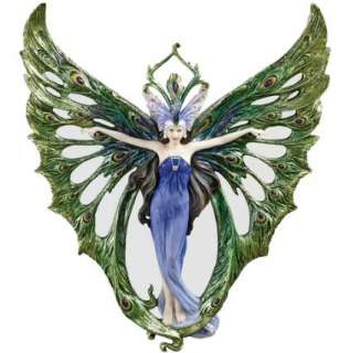 Art Nouveau Elegant Peacock Mademoiselle Mirrored Wall Sculpture 