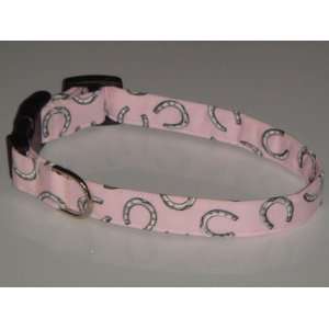 Pink Horseshoe Country Western Ranch Dog Collar Small 3/4 