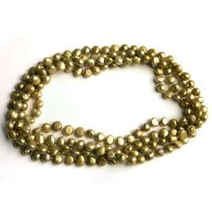  60 Strand Freshwater Cultured Green Pearl Necklace 