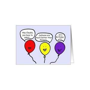  Cartoon Balloon People Birthday Greetings, Claudia Card 