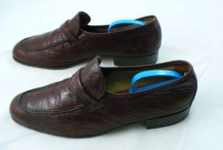   HARVEY Brown Kid & Brown Lizard Dress Loafers Size 11M Shoes  
