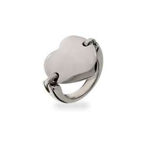  Engravable Heart Tag Stainless Steel ID Saddle Ring 