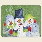 SMALL Glass Cutting Board Snowman Snow Pals Christmas Holiday 8 X 10 