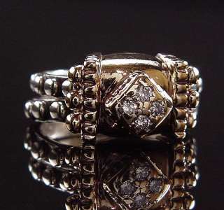 ALLURING ESTATE DESIGNER ALWAND VAHAN 14K 925 PAVE DIAMOND BEAD RING 