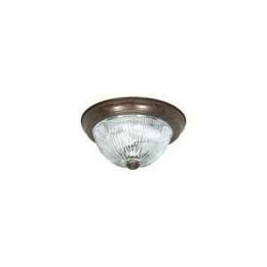  3 Light   15   Flush Mount   Clear Ribbed Glass   Old 