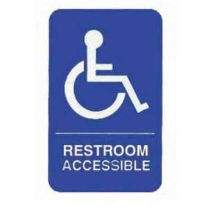  Restroom Accessible Sign, 6x9 Inch Blue