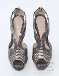 Fendi Taupe & Dark Brown Snake Skin Cutout Platform Heels Size 35 