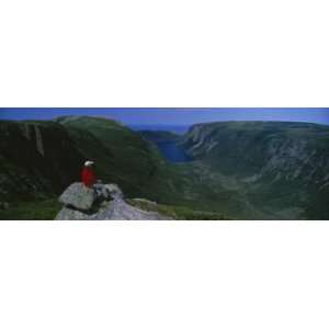 Person Sitting on Cliff, Ten Mile Pond, Gros Morne National Park 