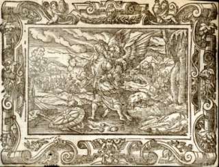 Luthers Bible Engraving  1561  JACOB & THE ANGEL  