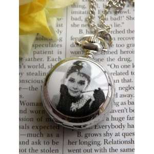 Beautiful Stainless Silver Tone Steel Young Girl Audrey Hepburn Photo 