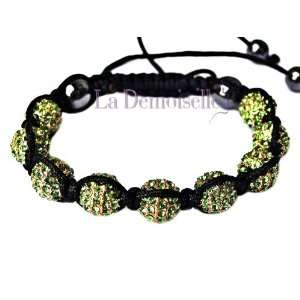  Green Crystal Beads Disco Ball Adjustable Bracelet Beauty