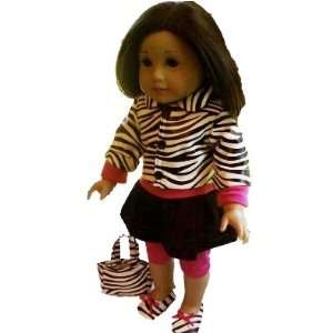  Doll Clothes for 18 Inch American Girl Zebra Jacket Skirt 