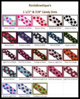 POLKA DOT RIBBON COLOR CHART items in Hair Candy Boutique store on 
