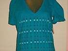 NWT YOUNG AND RECKLESS WOMENS Graphic V NECK T SHIRT Blue sz XS