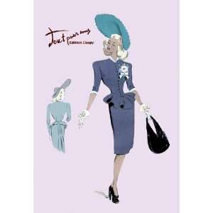  Classy Suit Dress with Hat and Bag 24X36 Giclee Paper 