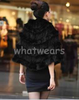 Womens Luxurious Real Mink Fur Coat/Shawl/Cape 2 Color Black P74 