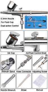 Professional Dual Action Airbrush Kit with Heart shaped Air Compressor 