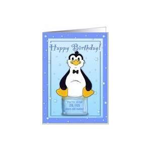  77th Birthday   Penguin on Ice Cool Birthday Facts Card 
