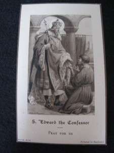 ANTIQUE CATHOLIC PRAYER BIBLE CARD ST EDWARD CONFESSOR  
