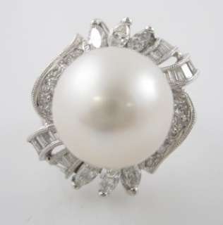 DESIGNER 18kt White Tahitian Pearl Diamond Gold Ring  