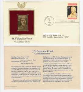 FDC & 22k Gold Stamp 1990 US Supreme Court Constitution  