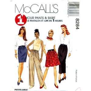  McCalls Sewing Pattern 8284 Misses 1 Hour Pants & Skirt 