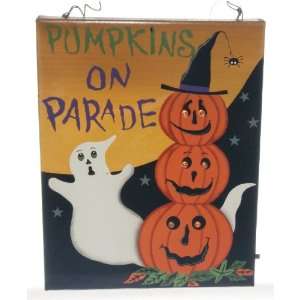  HALLOWEEN Pumpkins on Parade Light Up Wall Door Sign 