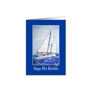  85th birthday watercolor sailboat sailing nautical 