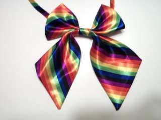  Rainbow bow tie womens bow tie (clip on style) Clothing