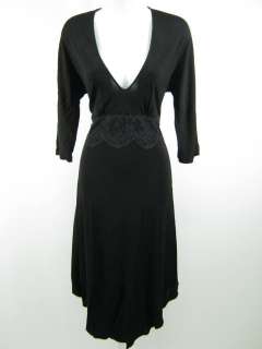 YIGAL AZROUEL Black KneeLength Vneck Dress 3/4 Sleeve 5  