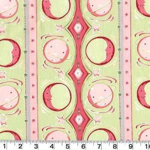  45 Wide Astro Moon And Planets Stripe Pale Green Fabric 
