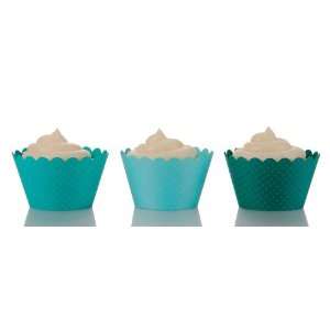 Emma Aqua Trio Cupcake Wrappers BULK (36 Wraps)  Kitchen 