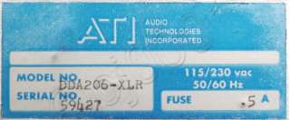 ATI DDA206 Dual 1x6 96KHz AES/EBU Digital Audio Distribution Amp 