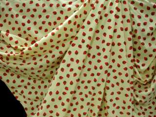 Buttercream Yellow Strawberry Fruit Knit Cotton Fabric  