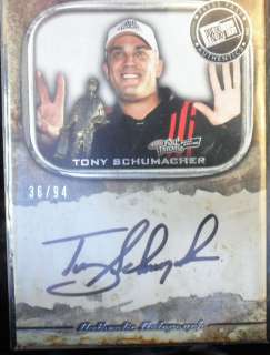 NASCAR CARD 2010 LEGENDS TONY SCHUMACHER AUTOGRAPH SERIAL NUMBER 36/94 