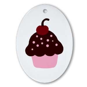   Cupcake with a Cherry on Top Oval Christmas Ornament