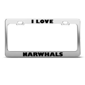  I Love Narwhals Narwhal Animal Metal License Plate Frame 