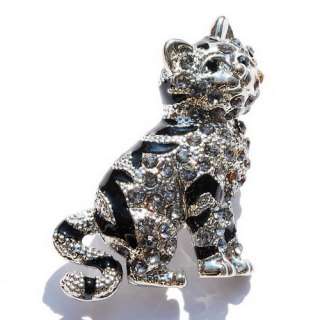 FREE Gray Cat White Golden Plated Brooch Pin 24080  