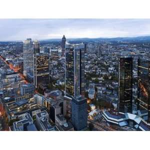  City Centre From Above at Dusk, Frankfurt, Hesse, Germany 