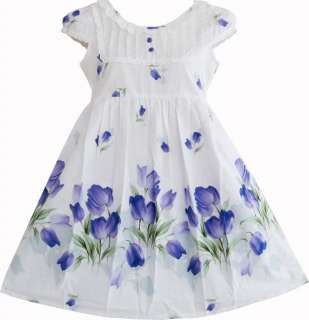 Girls Dress Blue & Pink Watercolor Child Clothing 7 12  