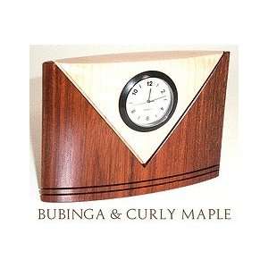   desk clock, bubinga,curly maple Mikutowski Woodworking