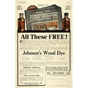  1913 Ad S C Johnson Under Lac Wood Dye Floor Woodwork 