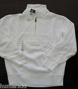   Lauren Boys Long Sleeved White Fleece Half Zip Pullover 8/10 NEW 1b