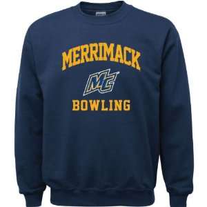  Merrimack Warriors Navy Youth Bowling Arch Crewneck 