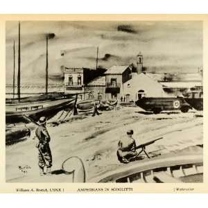   Military WWII Bostick Art   Original Halftone Print