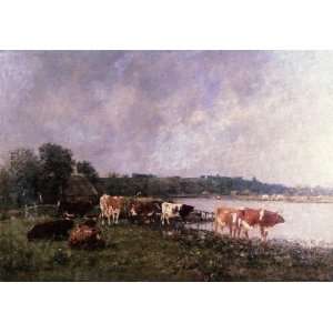   Cows on the Banks of the Touques, By Boudin Eugène 