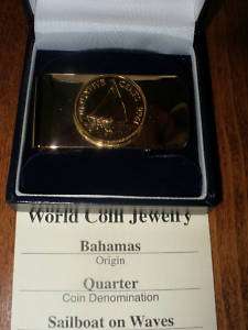 Sailboat Money Clip from World Coins 24 kt. Gold Plated NIGB  