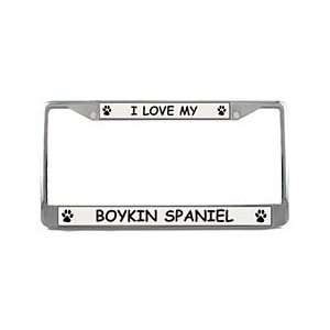  Boykin Spaniel License Plate Frame (Chrome) Patio, Lawn 