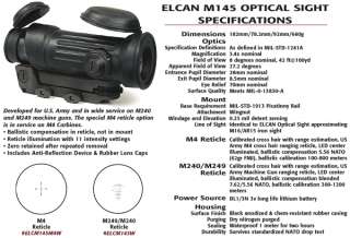 ELCAN M145   M4W OPTICAL SIGHT .223 / 5.56mm Reticle w/ kill flash New 