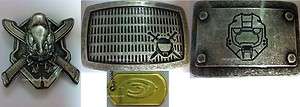 BELT BUCKLES AND 1 DOG TAG FOR HALO 3 XBOX 360 NEW  